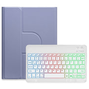 For iPad 10th Gen 10.9 2022 Three-color Backlight White 360 Degree Rotatable Bluetooth Keyboard Leather Case(Lavender Purple)