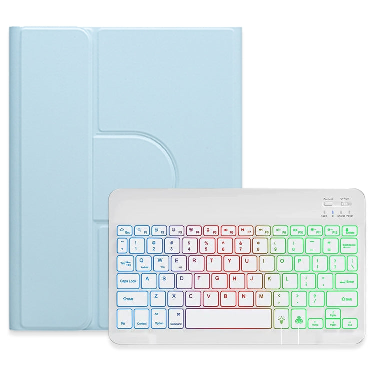 For iPad Air 2022 / iPad Pro 11 2021 Three-color Backlight White 360 Degree Rotatable Bluetooth Keyboard Leather Case(Sky Blue) - Universal by PMC TechLife | Online Shopping South Africa | PMC TechLife