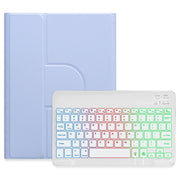 For iPad 10.2 2021 / Air 2019 Three-color Backlight White 360 Degree Rotatable Bluetooth Keyboard Leather Case(Light Purple)