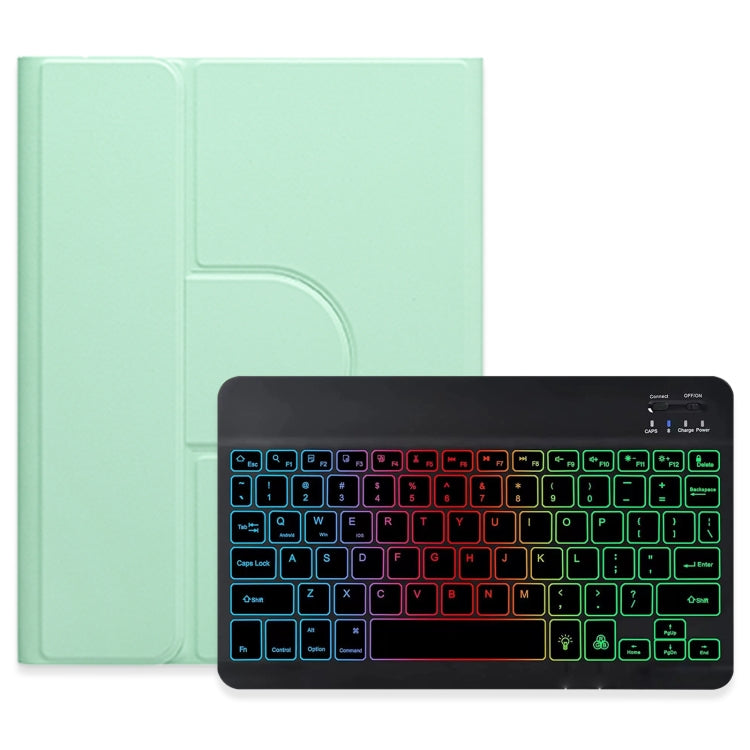 For iPad 10th Gen 10.9 2022 Three-color Backlight Black 360 Degree Rotatable Bluetooth Keyboard Leather Case(Mint Green) - free shipping - PMC TechLife - Order now!