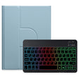 For iPad 10.2 2021 / Air 2019 Three-color Backlight Black 360 Degree Rotatable Bluetooth Keyboard Leather Case(Mist Blue) - Universal by PMC TechLife | Online Shopping South Africa | PMC TechLife
