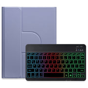 For iPad 10.2 2021 / Air 2019 Three-color Backlight Black 360 Degree Rotatable Bluetooth Keyboard Leather Case(Lavender Purple)