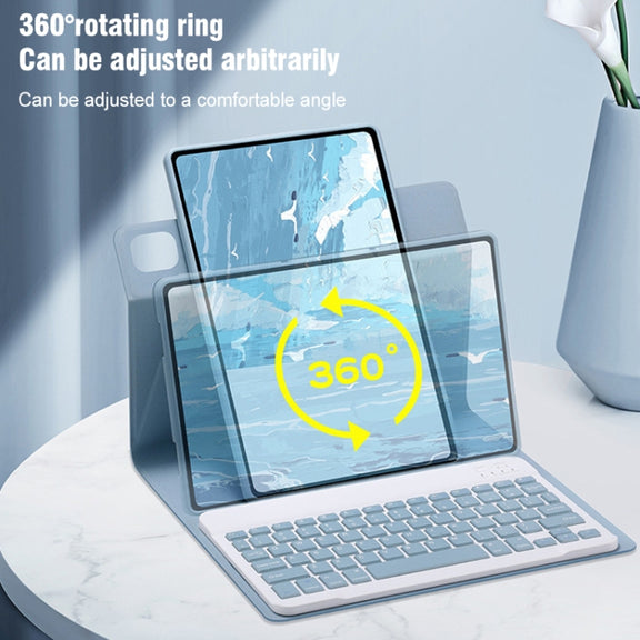 For iPad 10th Gen 10.9 2022 Three-color Backlight Black 360 Degree Rotatable Bluetooth Keyboard Leather Case(Mint Green)