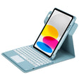 For iPad 10th Gen 10.9 2022 Round Button 360 Degree Rotatable Bluetooth Keyboard Leather Case with Touchpad(Mist Blue) - Universal by PMC TechLife | Online Shopping South Africa | PMC TechLife