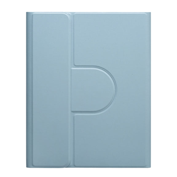 For iPad 10th Gen 10.9 2022 Round Button 360 Degree Rotatable Bluetooth Keyboard Leather Case with Touchpad(Mist Blue)