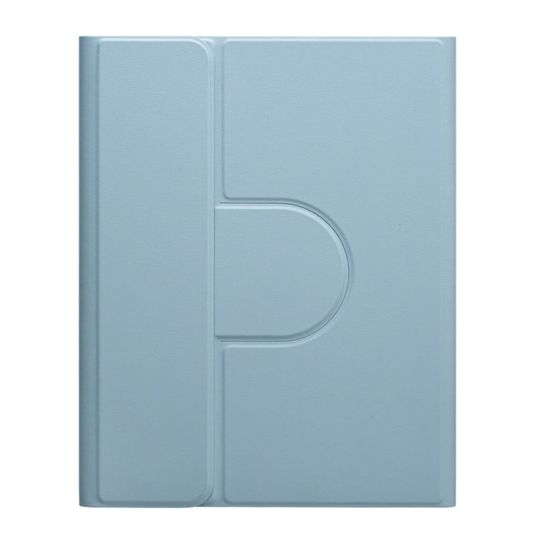 For iPad 10th Gen 10.9 2022 Round Button 360 Degree Rotatable Bluetooth Keyboard Leather Case with Touchpad(Mist Blue)