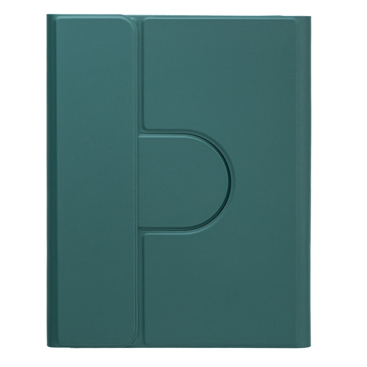 For iPad 10th Gen 10.9 2022 Round Button 360 Degree Rotatable Bluetooth Keyboard Leather Case with Touchpad(Dark Green)