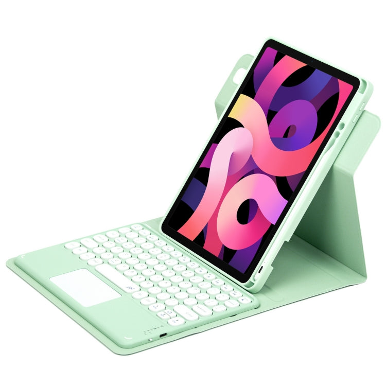 For iPad Air 2022 / iPad Pro 11 2021 Round Button 360 Degree Rotatable Bluetooth Keyboard Leather Case with Touchpad(Mint Green) - Universal by PMC TechLife | Online Shopping South Africa | PMC TechLife