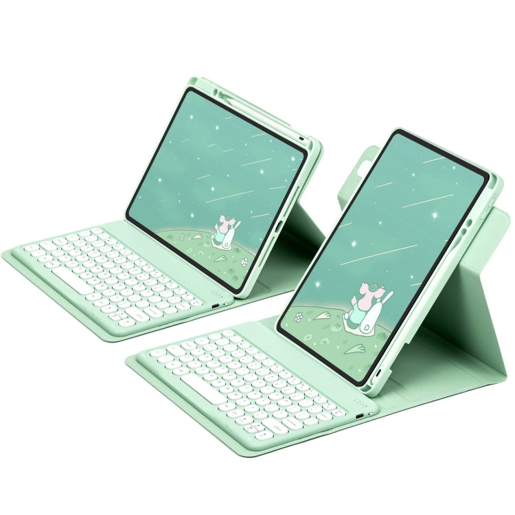 For iPad Air 2022 / iPad Pro 11 2021 Round Button 360 Degree Rotatable Bluetooth Keyboard Leather Case(Mint Green) - Universal by PMC TechLife | Online Shopping South Africa | PMC TechLife