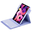 For iPad Air 2022 / iPad Pro 11 2021 Round Button 360 Degree Rotatable Bluetooth Keyboard Leather Case(Light Purple) - Universal by PMC TechLife | Online Shopping South Africa | PMC TechLife
