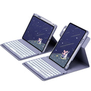 For iPad Air 2022 / iPad Pro 11 2021 Round Button 360 Degree Rotatable Bluetooth Keyboard Leather Case(Lavender Purple)
