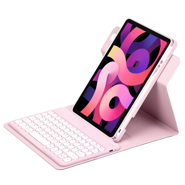 For iPad Air 2022 / iPad Pro 11 2021 Round Button 360 Degree Rotatable Bluetooth Keyboard Leather Case(Pink) - Universal by PMC TechLife | Online Shopping South Africa | PMC TechLife