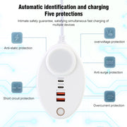 YF-106 USB- C / Type-Cx2+USBx2 Oval PD Socket Phone Charger with Light, Plug Type:UK Plug(White)