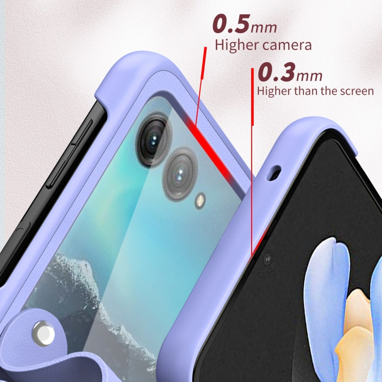 For Motorola Razr 40 Ultra Hand Strap Type Leather Phone Case(Purple) - Motorola Cases by PMC TechLife | Online Shopping South Africa | PMC TechLife | Buy Now Pay Later Mobicred