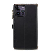 For iPhone 16 Pro Max ESEBLE Star Series Lanyard Zipper Wallet RFID Leather Case(Black)