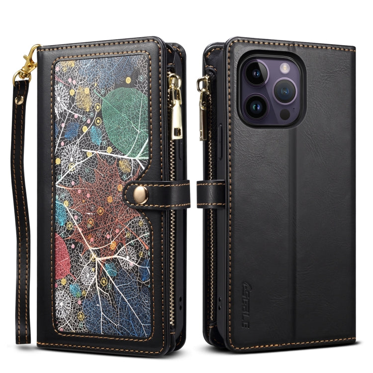 For iPhone 16 Pro ESEBLE Star Series Lanyard Zipper Wallet RFID Leather Case(Black) - iPhone 16 Pro Cases by ESEBLE | Online Shopping South Africa | PMC TechLife | Buy Now Pay Later Mobicred