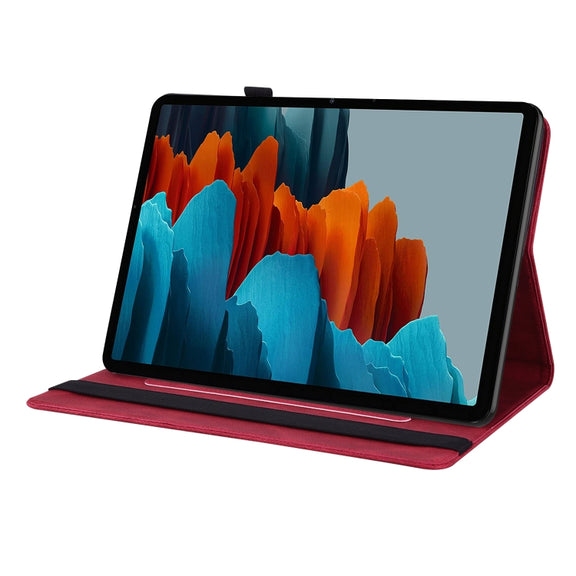 For Samsung Galaxy Tab S9 Butterfly Flower Embossed Leather Tablet Case(Red)
