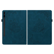 For Samsung Galaxy Tab S9+ Butterfly Flower Embossed Leather Tablet Case(Blue)