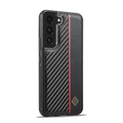 For Samsung Galaxy S22 LC.IMEEKE 3 in 1 Carbon Fiber Texture Shockproof Phone Case(Black)