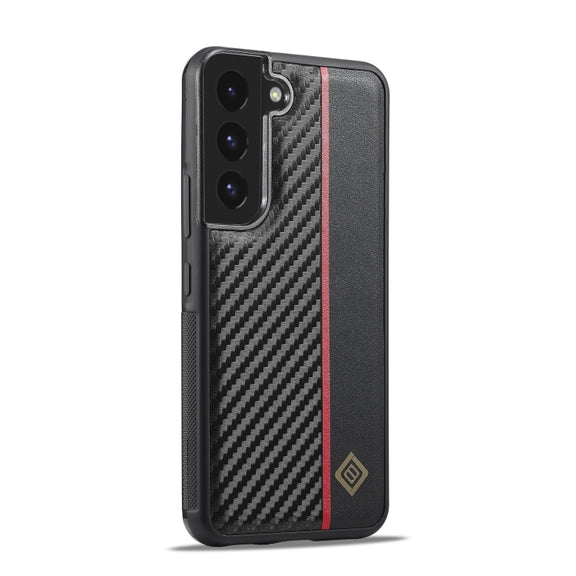For Samsung Galaxy S22 LC.IMEEKE 3 in 1 Carbon Fiber Texture Shockproof Phone Case(Black)