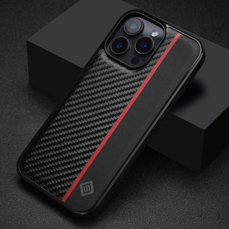 For iPhone 16 Pro Max LC.IMEEKE 3 in 1 Carbon Fiber Texture Shockproof Phone Case(Black)