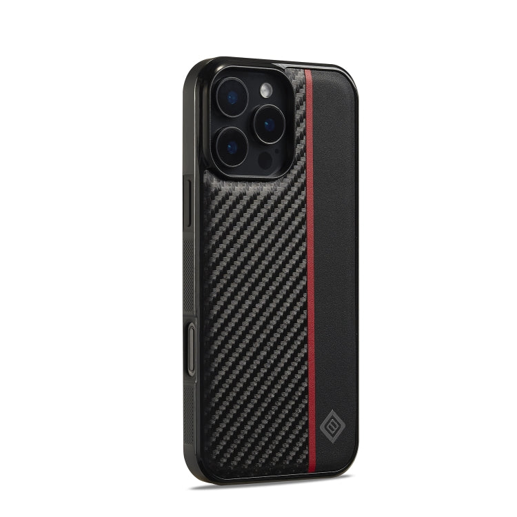 For iPhone 16 Pro Max LC.IMEEKE 3 in 1 Carbon Fiber Texture Shockproof Phone Case(Black)
