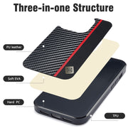 For iPhone 16 Pro LC.IMEEKE 3 in 1 Carbon Fiber Texture Shockproof Phone Case(Black)