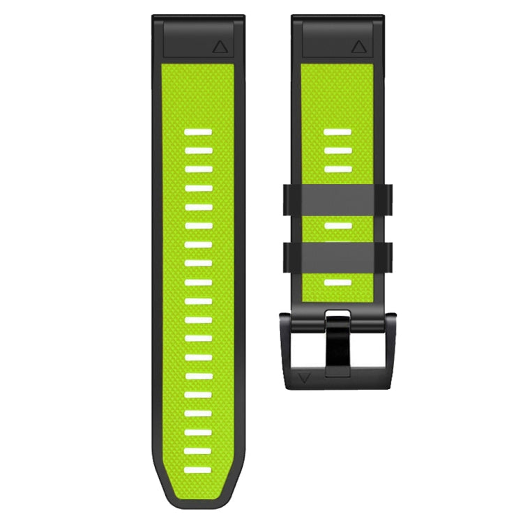 For Garmin Fenix 7 Pro 22mm Screw Buckle Diamond Texture Two Color Silicone Watch Band(Lime Green+Black) - Watch Bands by PMC TechLife | Online Shopping South Africa | PMC TechLife