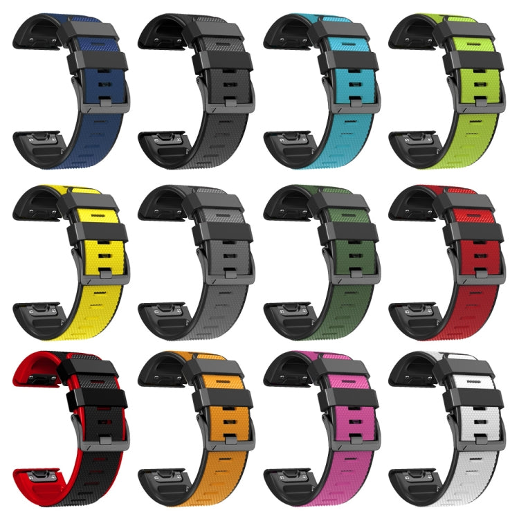 For Garmin Fenix 7 Pro 22mm Screw Buckle Diamond Texture Two Color Silicone Watch Band(Lime Green+Black) - Watch Bands by PMC TechLife | Online Shopping South Africa | PMC TechLife