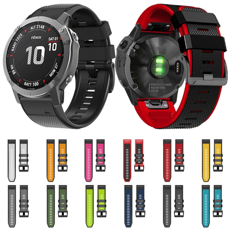 For Garmin Fenix 7 Pro 22mm Screw Buckle Diamond Texture Two Color Silicone Watch Band(Lime Green+Black) - Watch Bands by PMC TechLife | Online Shopping South Africa | PMC TechLife