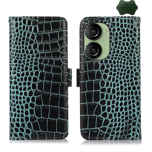 For Asus ZenFone 10 / ZenFone 9  Crocodile Top Layer Cowhide Leather Phone Case(Green) - ASUS Cases by PMC Jewellery | Online Shopping South Africa | PMC Jewellery | Buy Now Pay Later Mobicred