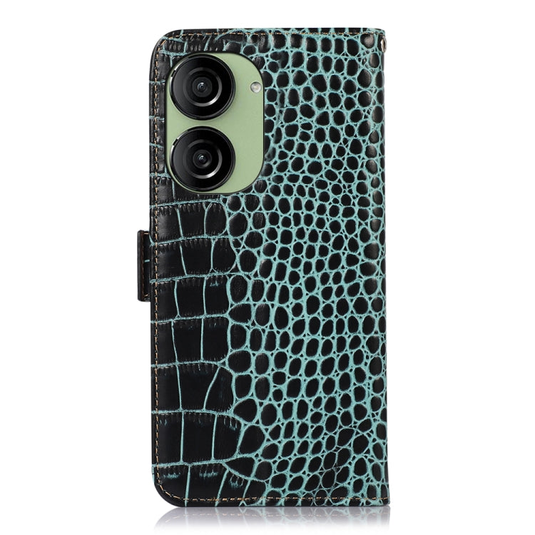 For Asus ZenFone 10 / ZenFone 9  Crocodile Top Layer Cowhide Leather Phone Case(Green) - ASUS Cases by PMC TechLife | Online Shopping South Africa | PMC TechLife | Buy Now Pay Later Mobicred