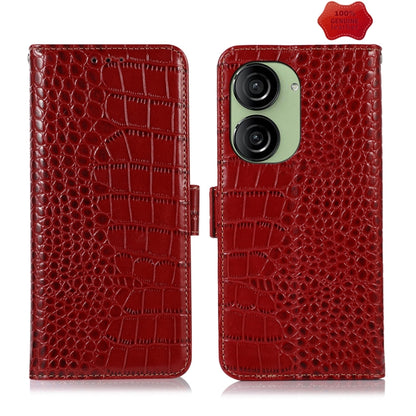 For Asus ZenFone 10 / ZenFone 9  Crocodile Top Layer Cowhide Leather Phone Case(Red) - ASUS Cases by PMC Jewellery | Online Shopping South Africa | PMC Jewellery | Buy Now Pay Later Mobicred
