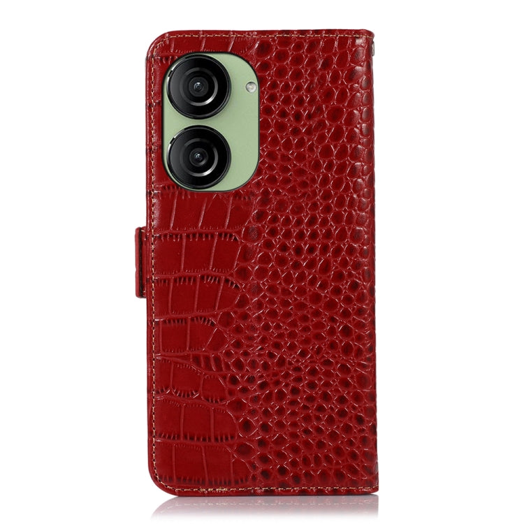For Asus ZenFone 10 / ZenFone 9  Crocodile Top Layer Cowhide Leather Phone Case(Red) - ASUS Cases by PMC Jewellery | Online Shopping South Africa | PMC Jewellery | Buy Now Pay Later Mobicred