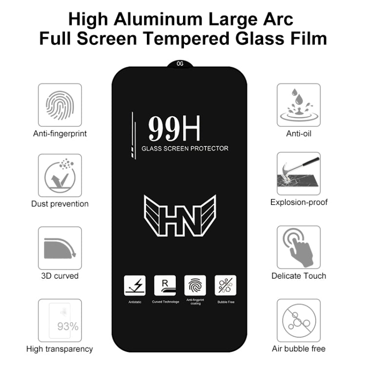 For iPhone 16 High Aluminum Large Arc Full Screen Tempered Glass Film