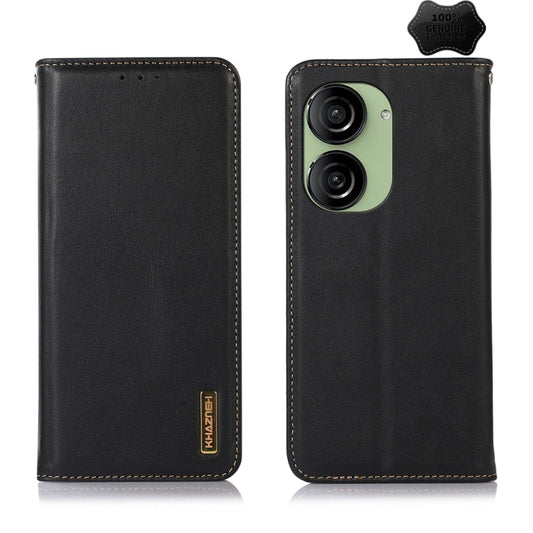 For Asus ZenFone 10 / ZenFone 9 KHAZNEH Nappa Top Layer Cowhide Leather Phone Case(Black) - ASUS Cases by PMC Jewellery | Online Shopping South Africa | PMC Jewellery | Buy Now Pay Later Mobicred