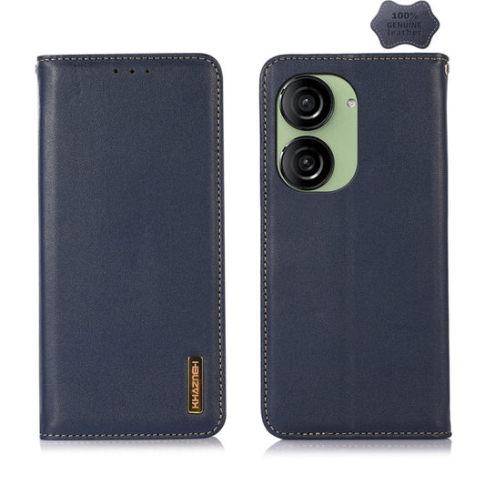 For Asus ZenFone 10 / ZenFone 9 KHAZNEH Nappa Top Layer Cowhide Leather Phone Case(Blue) - ASUS Cases by PMC Jewellery | Online Shopping South Africa | PMC Jewellery | Buy Now Pay Later Mobicred