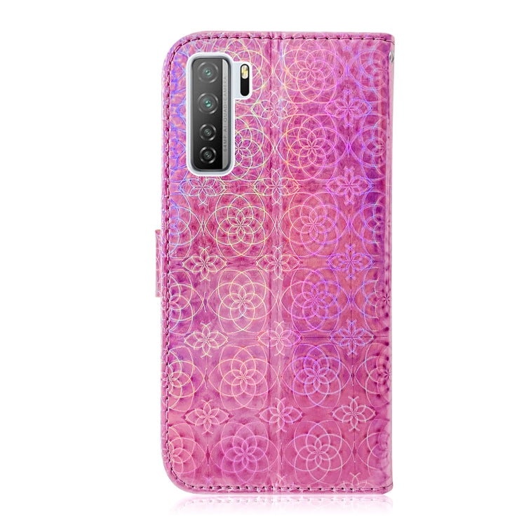 For Huawei P40 lite 5G Solid Color Colorful Magnetic Buckle Horizontal Flip PU Leather Case with Holder & Card Slots & Wallet & Lanyard(Pink) - Huawei Cases by PMC TechLife | Online Shopping South Africa | PMC TechLife
