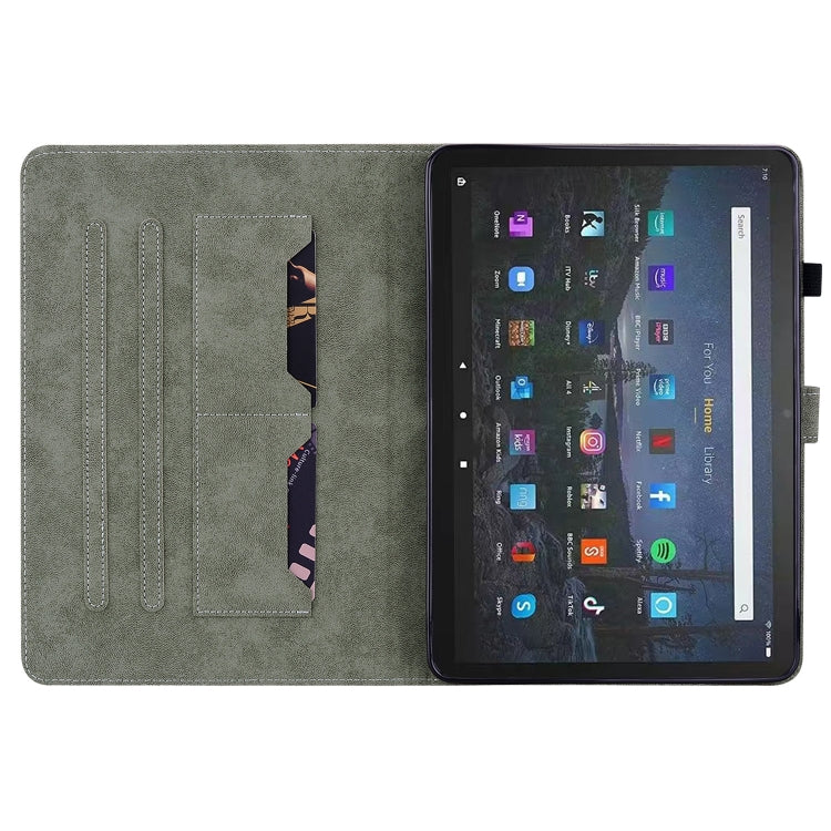 For Amazon Fire Max 11 Tiger Pattern Flip Leather Tablet Case(Grey)