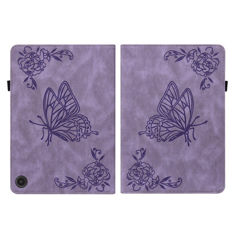For Amazon Fire Max 11 Butterfly Flower Embossed Leather Tablet Case(Purple) - Amazon by PMC TechLife | Online Shopping South Africa | PMC TechLife | Buy Now Pay Later Mobicred