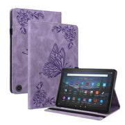 For Amazon Fire Max 11 Butterfly Flower Embossed Leather Tablet Case(Purple)