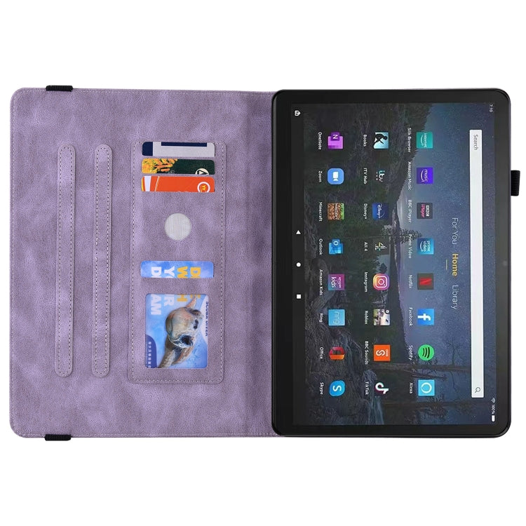 For Amazon Fire Max 11 Butterfly Flower Embossed Leather Tablet Case(Purple) - Amazon by PMC TechLife | Online Shopping South Africa | PMC TechLife | Buy Now Pay Later Mobicred