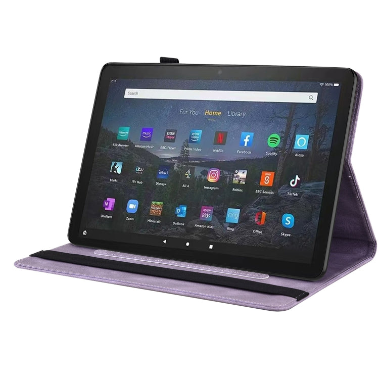 For Amazon Fire Max 11 Butterfly Flower Embossed Leather Tablet Case(Purple) - Amazon by PMC TechLife | Online Shopping South Africa | PMC TechLife | Buy Now Pay Later Mobicred