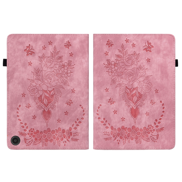 For Amazon Fire Max 11 Butterfly Rose Embossed Leather Tablet Case(Pink) - Amazon by PMC TechLife | Online Shopping South Africa | PMC TechLife | Buy Now Pay Later Mobicred