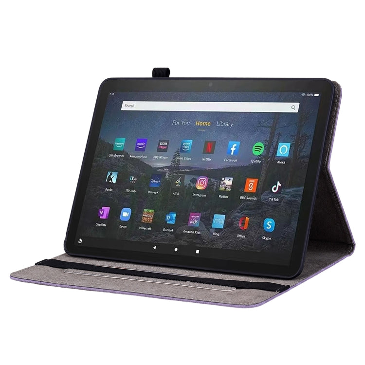 For Amazon Fire Max 11 Butterfly Rose Embossed Leather Tablet Case(Purple)