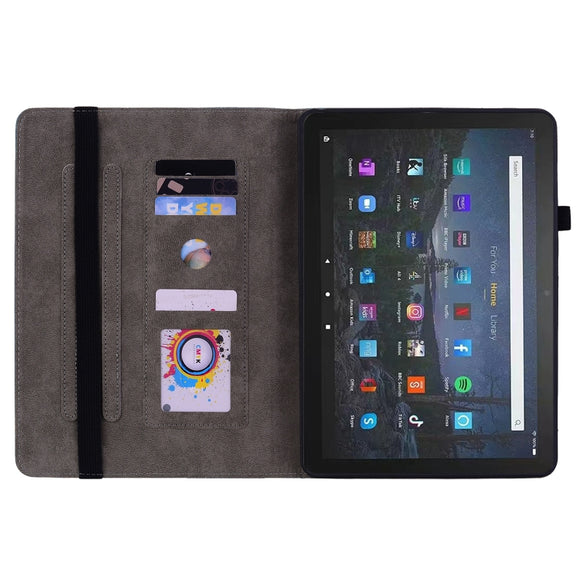 For Amazon Fire Max 11 Butterfly Rose Embossed Leather Tablet Case(Dark Blue)