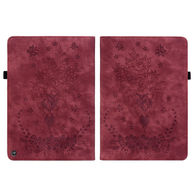 For Amazon Fire HD 10 2023 Butterfly Rose Embossed Leather Tablet Case(Red) - Amazon by PMC TechLife | Online Shopping South Africa | PMC TechLife | Buy Now Pay Later Mobicred