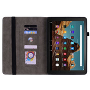 For Amazon Fire HD 10 2023 Butterfly Rose Embossed Leather Tablet Case(Red)