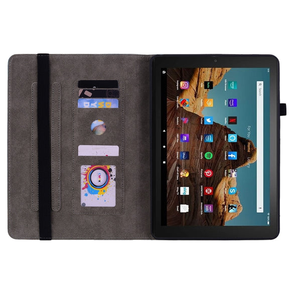 For Amazon Fire HD 10 2023 Butterfly Rose Embossed Leather Tablet Case(Green)