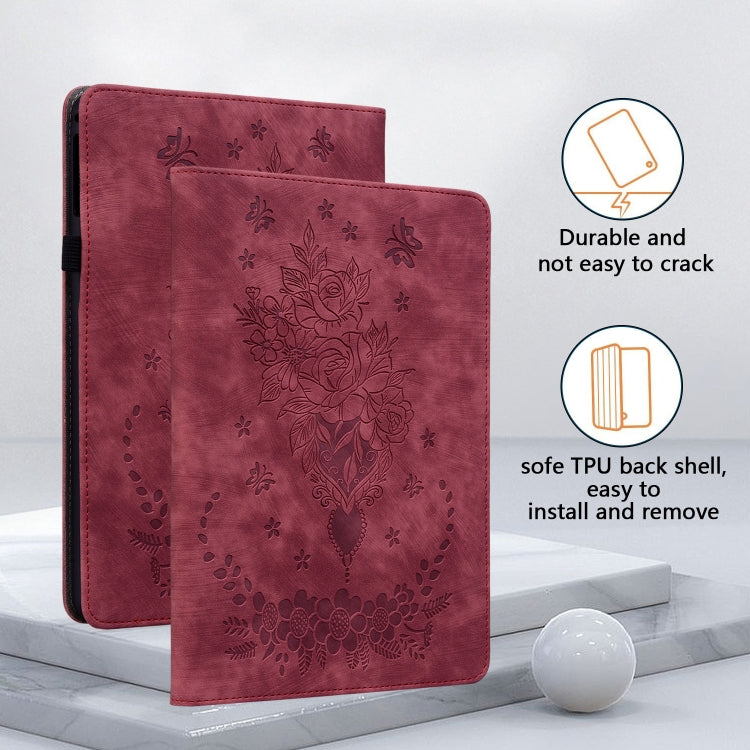 For Amazon Kindle Paperwhite 5 2024 Butterfly Rose Embossed Leather Tablet Case(Red) - Amazon by PMC Jewellery | Online Shopping South Africa | PMC Jewellery | Buy Now Pay Later Mobicred